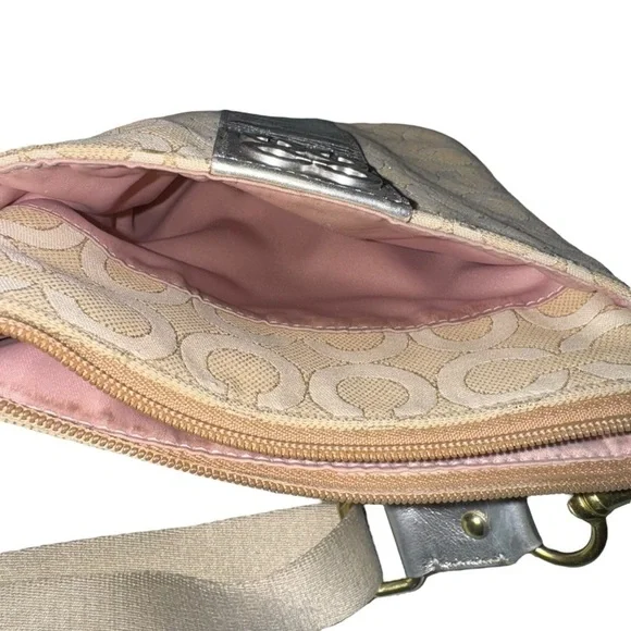 Coach “Julia” Crossbody Silver Metallic Monogram Purse Refurbished 8.5x7.5 - Picture 9 of 11